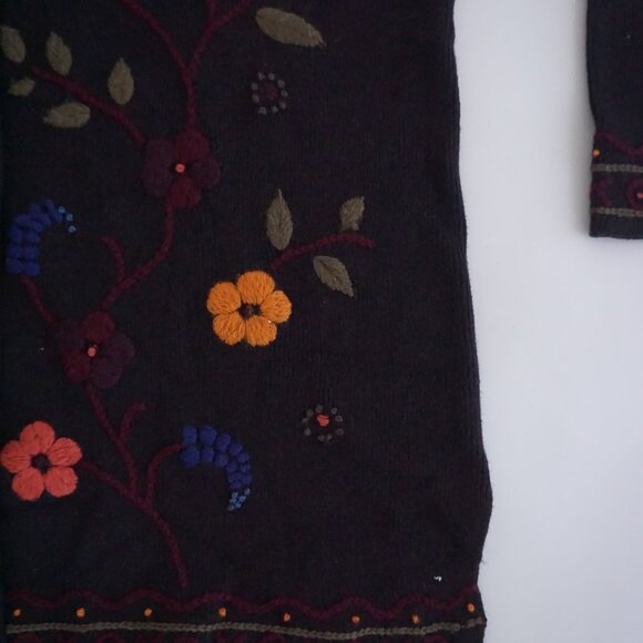 Coldwater Creek Black Cotton Embroidered Floral Jacket Cabincore Boho XL - Picture 5 of 11